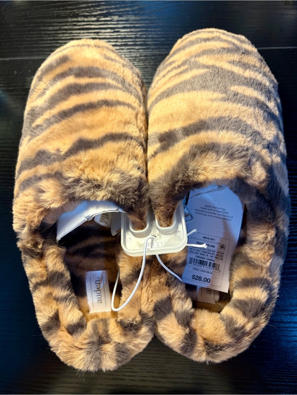 Auden NEW Plush Tiger-Print Faux Fur Slip-On Platform Slippers Size 7 🖤